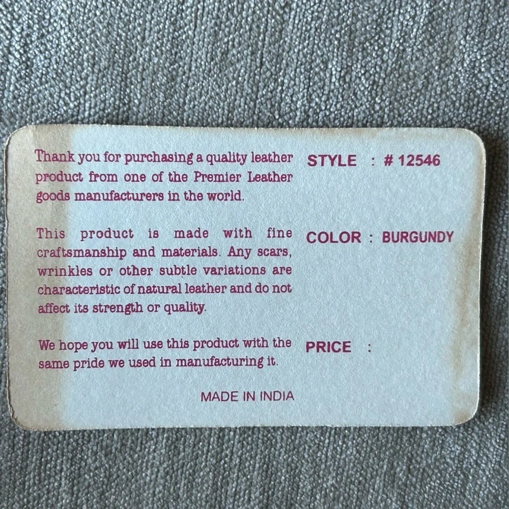 Bacci Vintage Burgundy Leather Money Clip and Credit Card Holder
